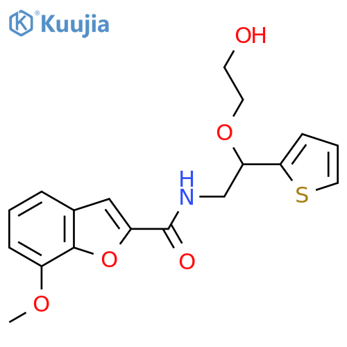 N-2-(2-hydroxyethoxy)-2-(thiophen-2-yl)ethyl-7-methoxy-1-benzofuran-2-carboxamide structure