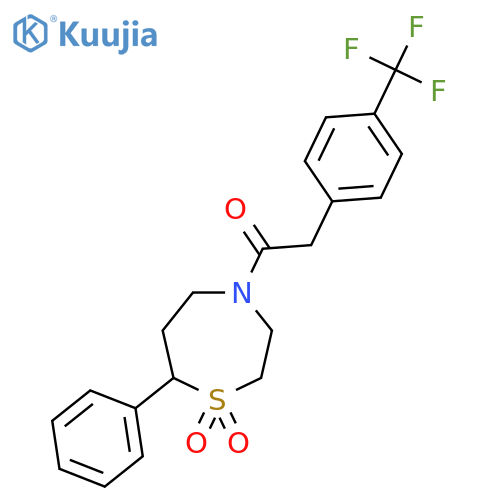 7-phenyl-4-{2-4-(trifluoromethyl)phenylacetyl}-1lambda6,4-thiazepane-1,1-dione structure