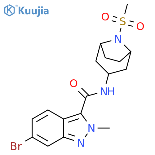 6-bromo-2-methyl-N-(8-methylsulfonyl-8-azabicyclo[3.2.1]octan-3-yl)indazole-3-carboxamide structure