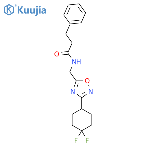 N-{[3-(4,4-difluorocyclohexyl)-1,2,4-oxadiazol-5-yl]methyl}-3-phenylpropanamide structure