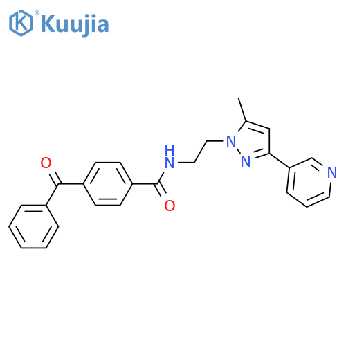 4-benzoyl-N-{2-5-methyl-3-(pyridin-3-yl)-1H-pyrazol-1-ylethyl}benzamide structure