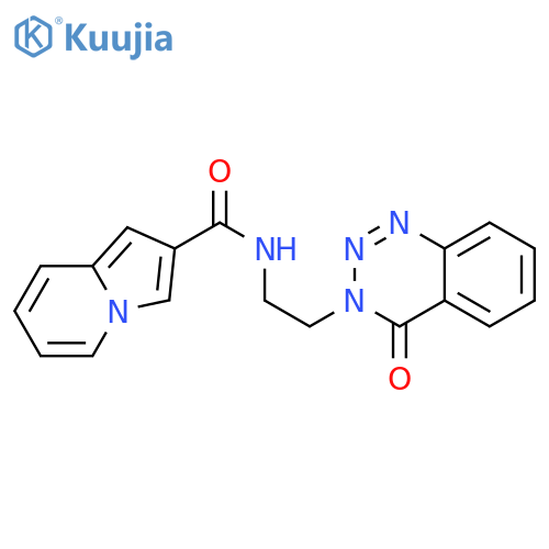 N-[2-(4-oxo-3,4-dihydro-1,2,3-benzotriazin-3-yl)ethyl]indolizine-2-carboxamide structure