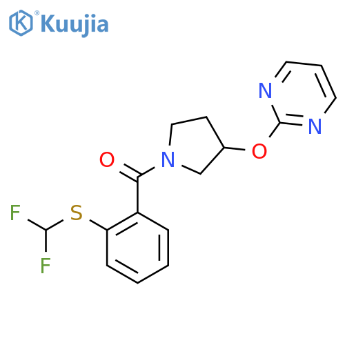 (2-((Difluoromethyl)thio)phenyl)(3-(pyrimidin-2-yloxy)pyrrolidin-1-yl)methanone structure