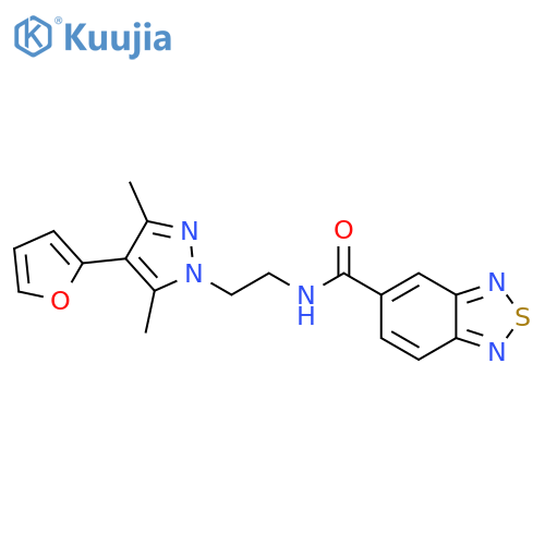 N-{2-[4-(furan-2-yl)-3,5-dimethyl-1H-pyrazol-1-yl]ethyl}-2,1,3-benzothiadiazole-5-carboxamide structure