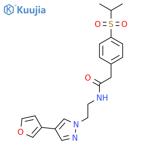 N-{2-[4-(furan-3-yl)-1H-pyrazol-1-yl]ethyl}-2-[4-(propane-2-sulfonyl)phenyl]acetamide structure