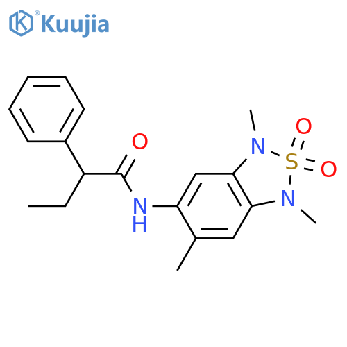 2-phenyl-N-(1,3,6-trimethyl-2,2-dioxo-1,3-dihydro-2lambda6,1,3-benzothiadiazol-5-yl)butanamide structure