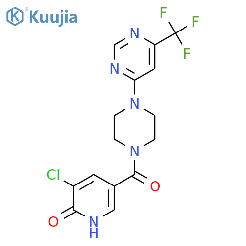 3-chloro-5-{4-[6-(trifluoromethyl)pyrimidin-4-yl]piperazine-1-carbonyl}pyridin-2-ol structure