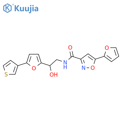 5-(furan-2-yl)-N-{2-hydroxy-2-[5-(thiophen-3-yl)furan-2-yl]ethyl}-1,2-oxazole-3-carboxamide structure