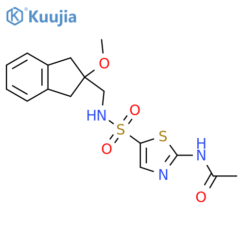 N-(5-{(2-methoxy-2,3-dihydro-1H-inden-2-yl)methylsulfamoyl}-1,3-thiazol-2-yl)acetamide structure
