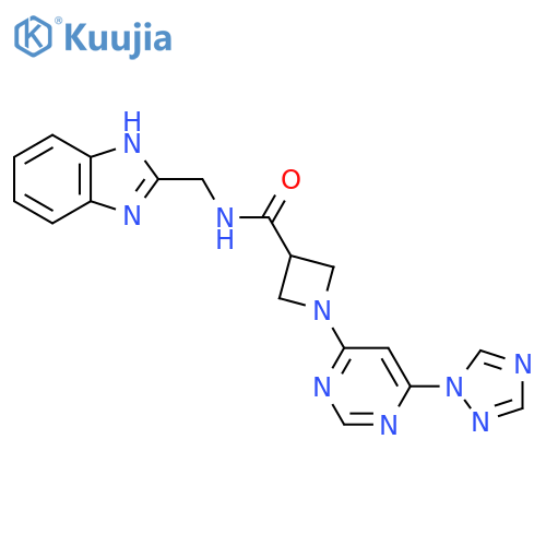 N-(1H-1,3-benzodiazol-2-yl)methyl-1-6-(1H-1,2,4-triazol-1-yl)pyrimidin-4-ylazetidine-3-carboxamide structure