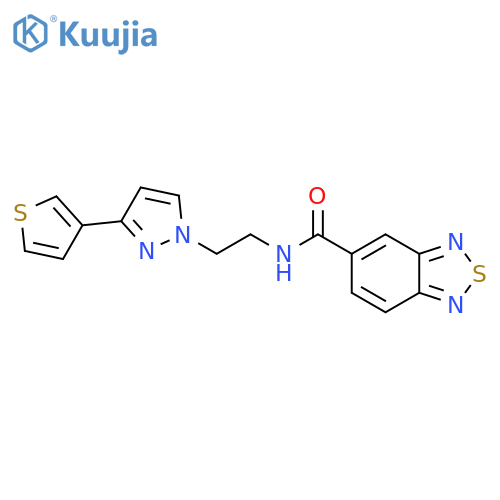 N-{2-[3-(thiophen-3-yl)-1H-pyrazol-1-yl]ethyl}-2,1,3-benzothiadiazole-5-carboxamide structure