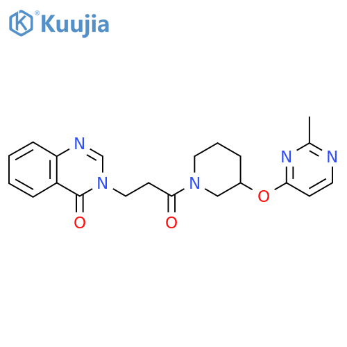 3-(3-{3-[(2-methylpyrimidin-4-yl)oxy]piperidin-1-yl}-3-oxopropyl)-3,4-dihydroquinazolin-4-one structure