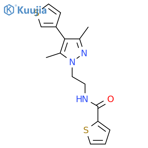 N-{2-[3,5-dimethyl-4-(thiophen-3-yl)-1H-pyrazol-1-yl]ethyl}thiophene-2-carboxamide structure