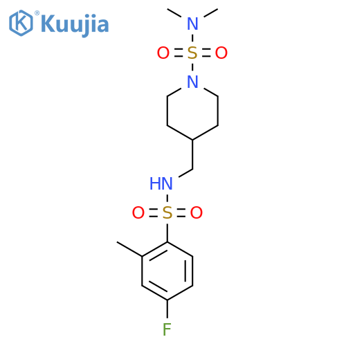 4-[(4-fluoro-2-methylbenzenesulfonamido)methyl]-N,N-dimethylpiperidine-1-sulfonamide structure
