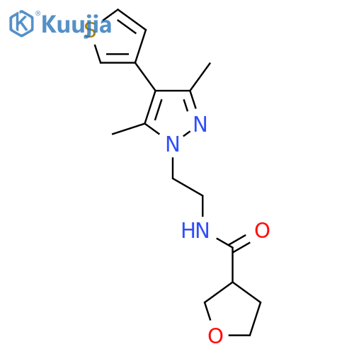 N-{2-[3,5-dimethyl-4-(thiophen-3-yl)-1H-pyrazol-1-yl]ethyl}oxolane-3-carboxamide structure