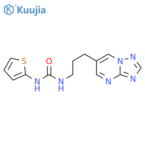 1-thiophen-2-yl-3-[3-([1,2,4]triazolo[1,5-a]pyrimidin-6-yl)propyl]urea structure