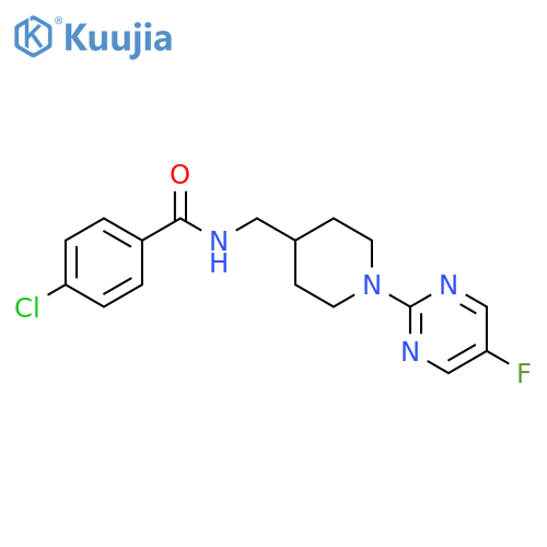 4-chloro-N-[[1-(5-fluoropyrimidin-2-yl)piperidin-4-yl]methyl]benzamide structure