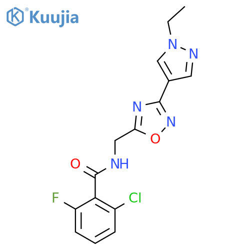 2-chloro-N-{3-(1-ethyl-1H-pyrazol-4-yl)-1,2,4-oxadiazol-5-ylmethyl}-6-fluorobenzamide structure