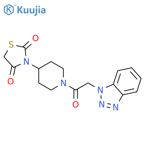 3-[1-[2-(benzotriazol-1-yl)acetyl]piperidin-4-yl]-1,3-thiazolidine-2,4-dione structure