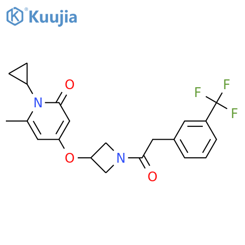1-cyclopropyl-6-methyl-4-[1-[2-[3-(trifluoromethyl)phenyl]acetyl]azetidin-3-yl]oxypyridin-2-one structure