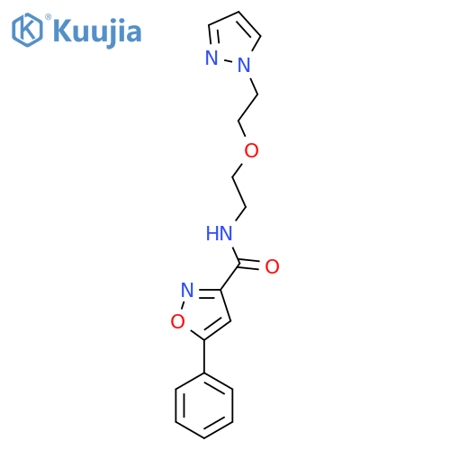 5-phenyl-N-{2-[2-(1H-pyrazol-1-yl)ethoxy]ethyl}-1,2-oxazole-3-carboxamide structure