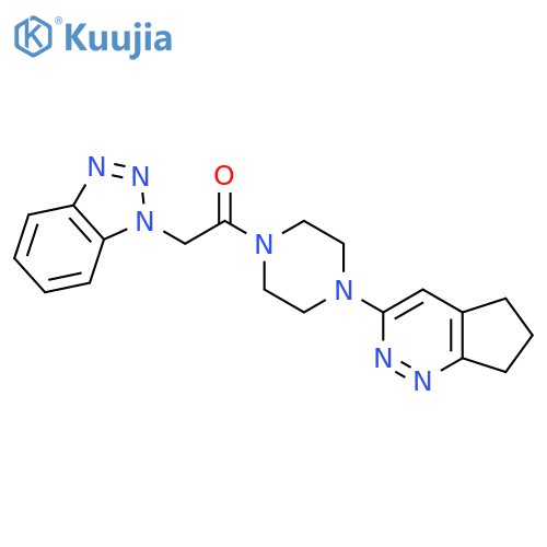 2-(1H-1,2,3-benzotriazol-1-yl)-1-(4-{5H,6H,7H-cyclopentacpyridazin-3-yl}piperazin-1-yl)ethan-1-one structure