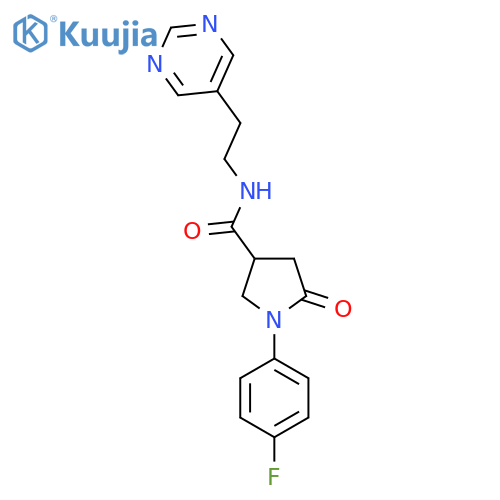 1-(4-fluorophenyl)-5-oxo-N-[2-(pyrimidin-5-yl)ethyl]pyrrolidine-3-carboxamide structure