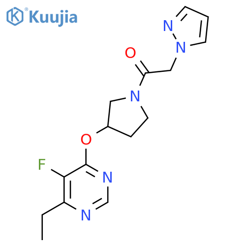 1-(3-((6-ethyl-5-fluoropyrimidin-4-yl)oxy)pyrrolidin-1-yl)-2-(1H-pyrazol-1-yl)ethanone structure