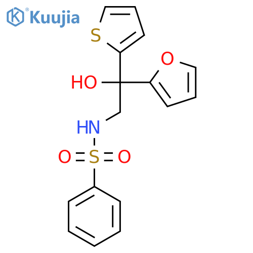 N-[2-(furan-2-yl)-2-hydroxy-2-(thiophen-2-yl)ethyl]benzenesulfonamide structure