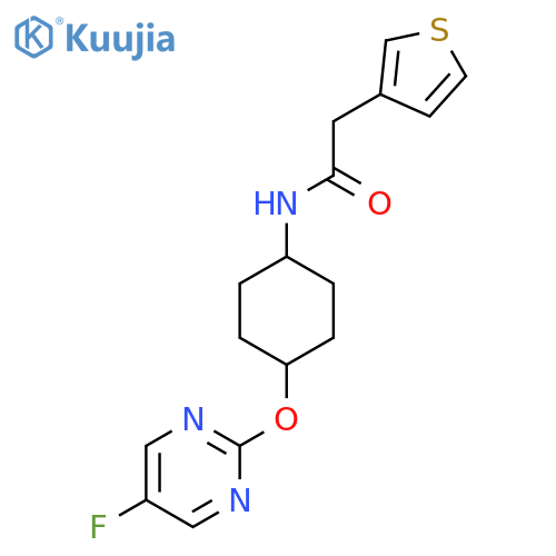 N-[(1r,4r)-4-[(5-fluoropyrimidin-2-yl)oxy]cyclohexyl]-2-(thiophen-3-yl)acetamide structure