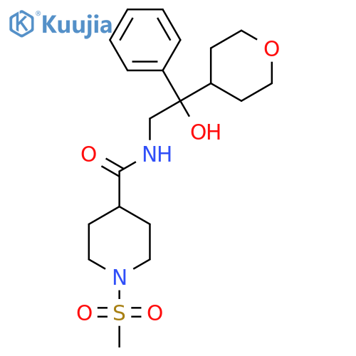N-[2-hydroxy-2-(oxan-4-yl)-2-phenylethyl]-1-methanesulfonylpiperidine-4-carboxamide structure