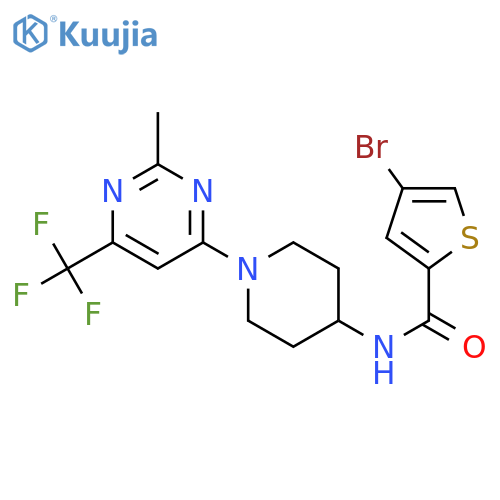 4-bromo-N-{1-[2-methyl-6-(trifluoromethyl)pyrimidin-4-yl]piperidin-4-yl}thiophene-2-carboxamide structure