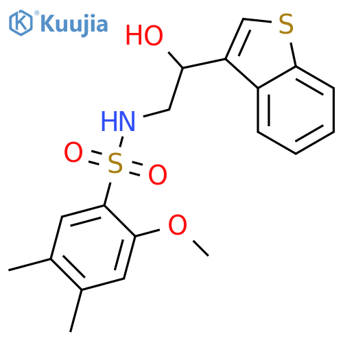 N-[2-(1-benzothiophen-3-yl)-2-hydroxyethyl]-2-methoxy-4,5-dimethylbenzene-1-sulfonamide structure