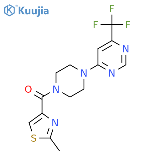 4-[4-(2-methyl-1,3-thiazole-4-carbonyl)piperazin-1-yl]-6-(trifluoromethyl)pyrimidine structure