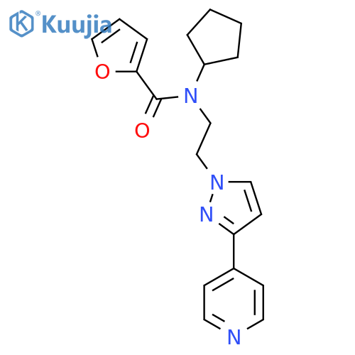 N-cyclopentyl-N-{2-3-(pyridin-4-yl)-1H-pyrazol-1-ylethyl}furan-2-carboxamide structure