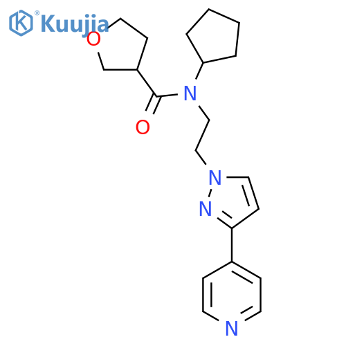 N-cyclopentyl-N-{2-3-(pyridin-4-yl)-1H-pyrazol-1-ylethyl}oxolane-3-carboxamide structure