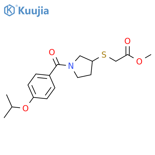 methyl 2-({1-[4-(propan-2-yloxy)benzoyl]pyrrolidin-3-yl}sulfanyl)acetate structure
