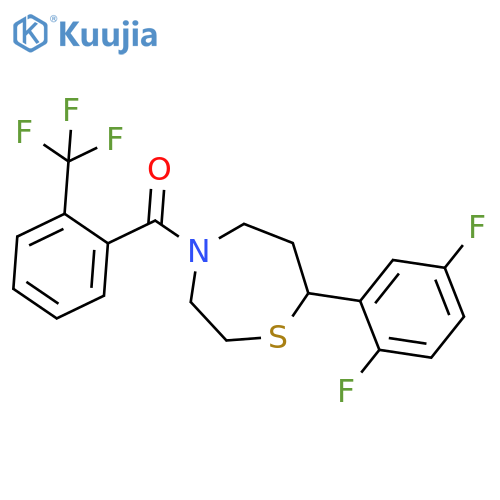 7-(2,5-difluorophenyl)-4-[2-(trifluoromethyl)benzoyl]-1,4-thiazepane structure