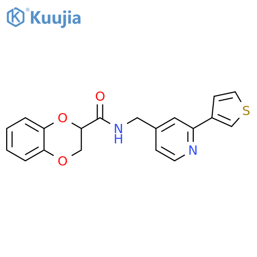 N-{2-(thiophen-3-yl)pyridin-4-ylmethyl}-2,3-dihydro-1,4-benzodioxine-2-carboxamide structure