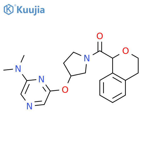 6-{1-(3,4-dihydro-1H-2-benzopyran-1-carbonyl)pyrrolidin-3-yloxy}-N,N-dimethylpyrazin-2-amine structure