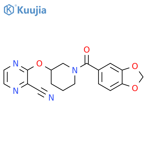 3-{[1-(2H-1,3-benzodioxole-5-carbonyl)piperidin-3-yl]oxy}pyrazine-2-carbonitrile structure