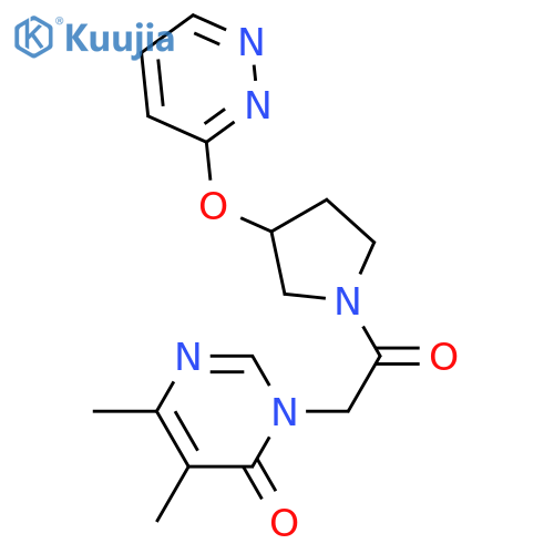 5,6-dimethyl-3-{2-oxo-2-[3-(pyridazin-3-yloxy)pyrrolidin-1-yl]ethyl}-3,4-dihydropyrimidin-4-one structure