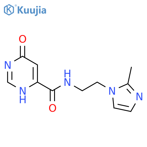 6-hydroxy-N-[2-(2-methyl-1H-imidazol-1-yl)ethyl]pyrimidine-4-carboxamide structure