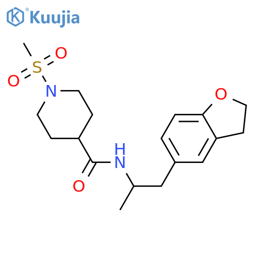 N-1-(2,3-dihydro-1-benzofuran-5-yl)propan-2-yl-1-methanesulfonylpiperidine-4-carboxamide structure