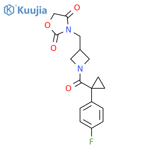 3-({1-1-(4-fluorophenyl)cyclopropanecarbonylazetidin-3-yl}methyl)-1,3-oxazolidine-2,4-dione structure