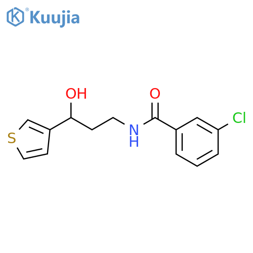 3-chloro-N-[3-hydroxy-3-(thiophen-3-yl)propyl]benzamide structure