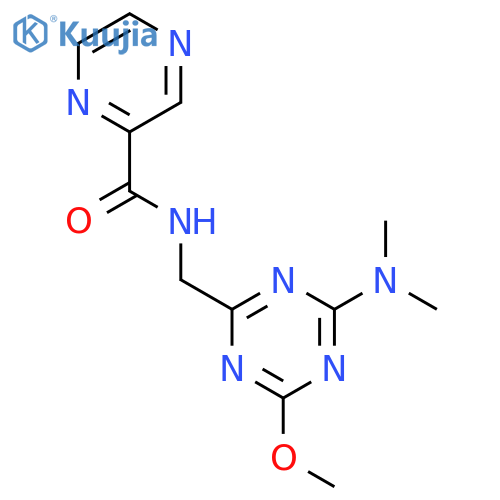 N-{4-(dimethylamino)-6-methoxy-1,3,5-triazin-2-ylmethyl}pyrazine-2-carboxamide structure