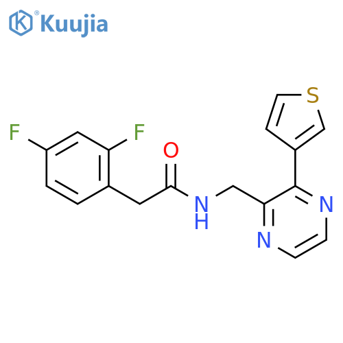 2-(2,4-difluorophenyl)-N-{[3-(thiophen-3-yl)pyrazin-2-yl]methyl}acetamide structure