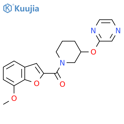 2-{1-(7-methoxy-1-benzofuran-2-carbonyl)piperidin-3-yloxy}pyrazine structure