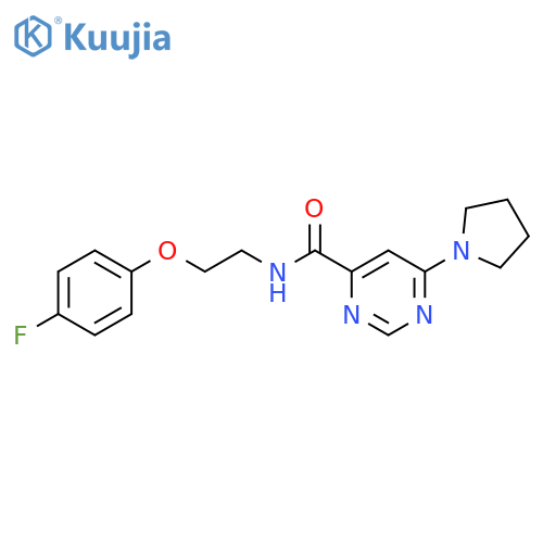 N-[2-(4-fluorophenoxy)ethyl]-6-(pyrrolidin-1-yl)pyrimidine-4-carboxamide structure